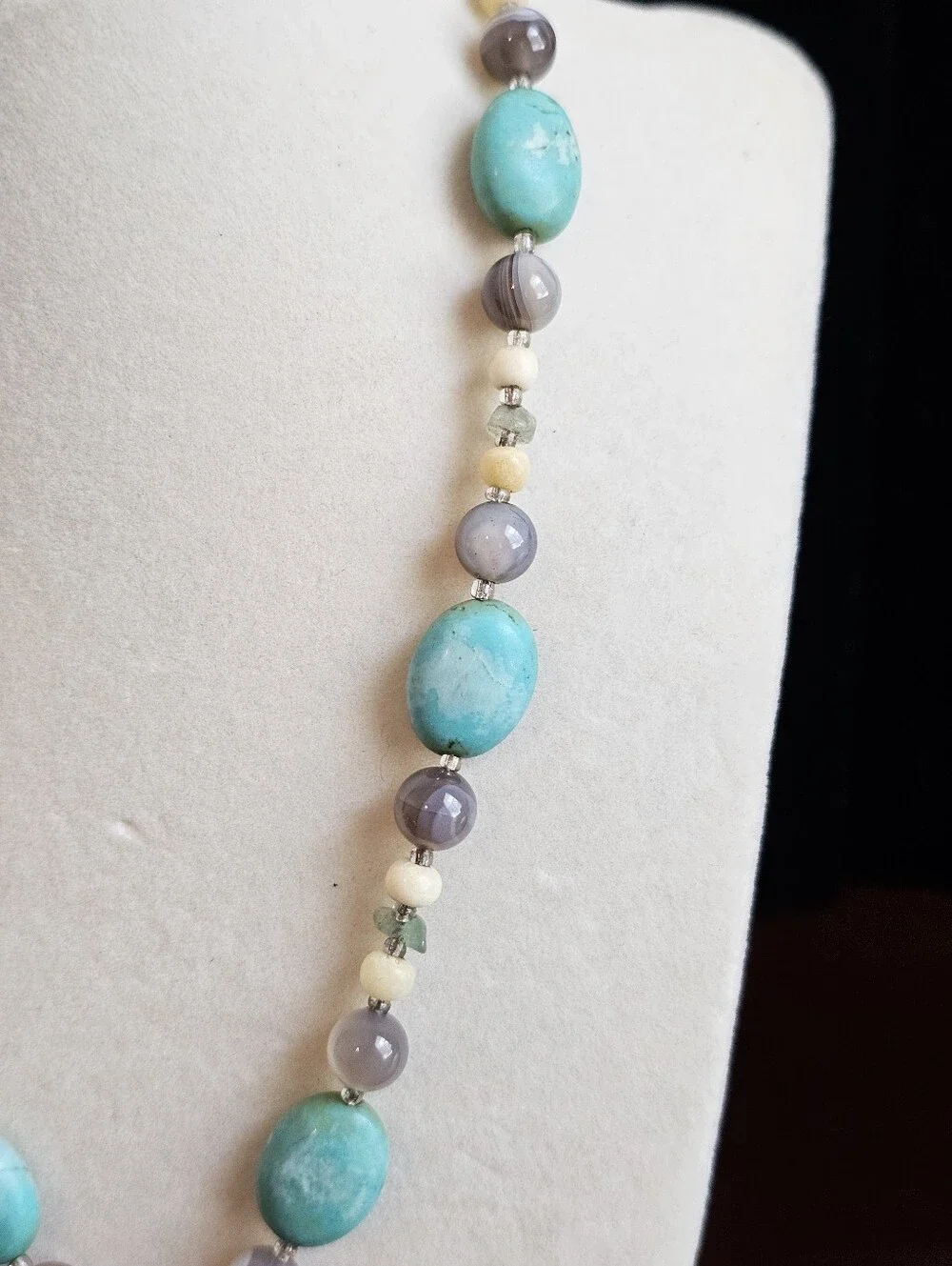 Artisan Natural Turquoise Mixed Gemstone Beaded Drop Necklace